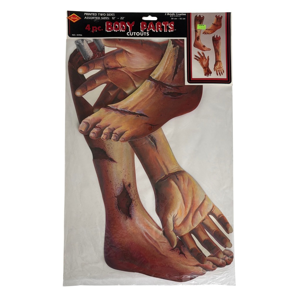 Vintage 1996 Beistle Halloween Body Parts Cutouts 4pc Severed Limbs 01706